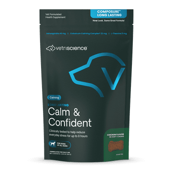 VetriScience Long Lasting Calm & Confident Anxiety Support Soft Chews for Dogs, Chicken, 30 Count Bag