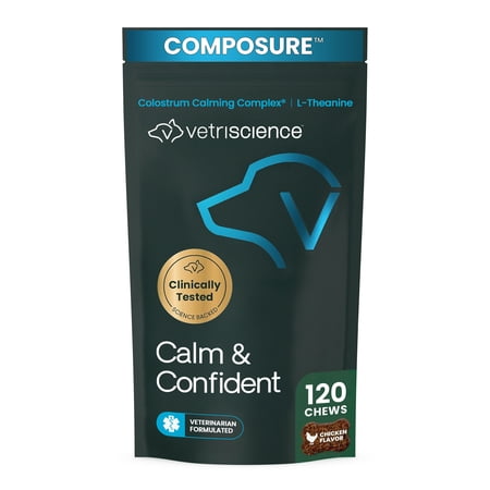 VetriScience Calm & Confident Chews for Dogs, Chicken, 120 Count