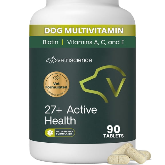 VetriScience 27+ Active Health Tablets for Dogs, Duck, 90 Count