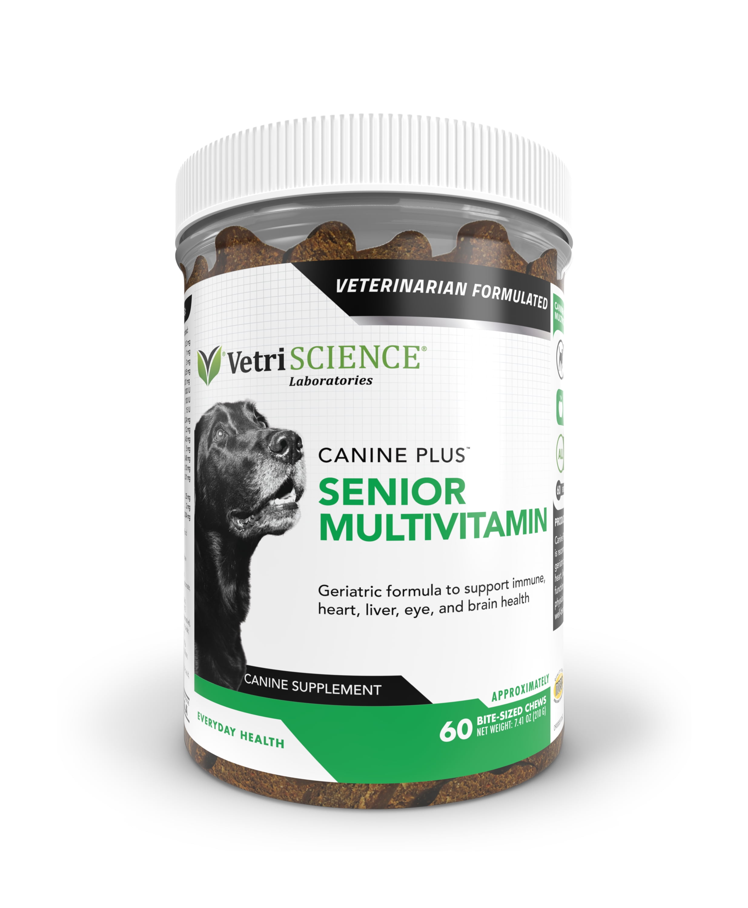 VetriScience Canine Plus Senior Multivitamin Everyday Health BiteSized Dog Soft Chews, duck