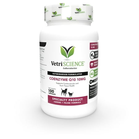 VetriScience Healthy Heart Care CoQ10 Supplement Capsule for Cat & Dog, Unflavored, 100 Count Bottle