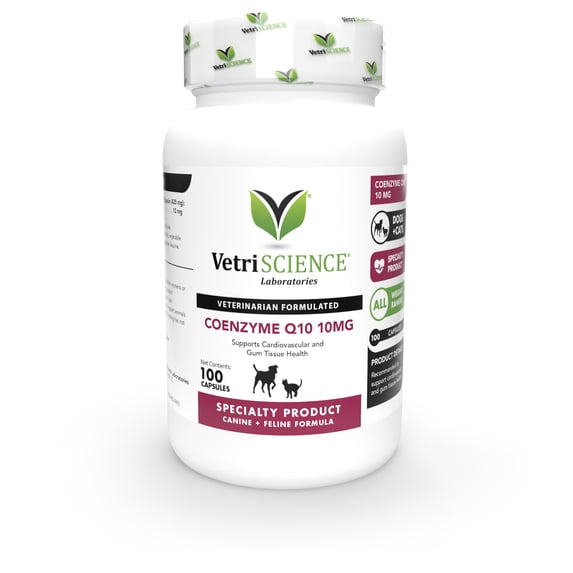 VetriScience Healthy Heart Care CoQ10 Supplement Capsule for Cat & Dog, Unflavored, 100 Count Bottle