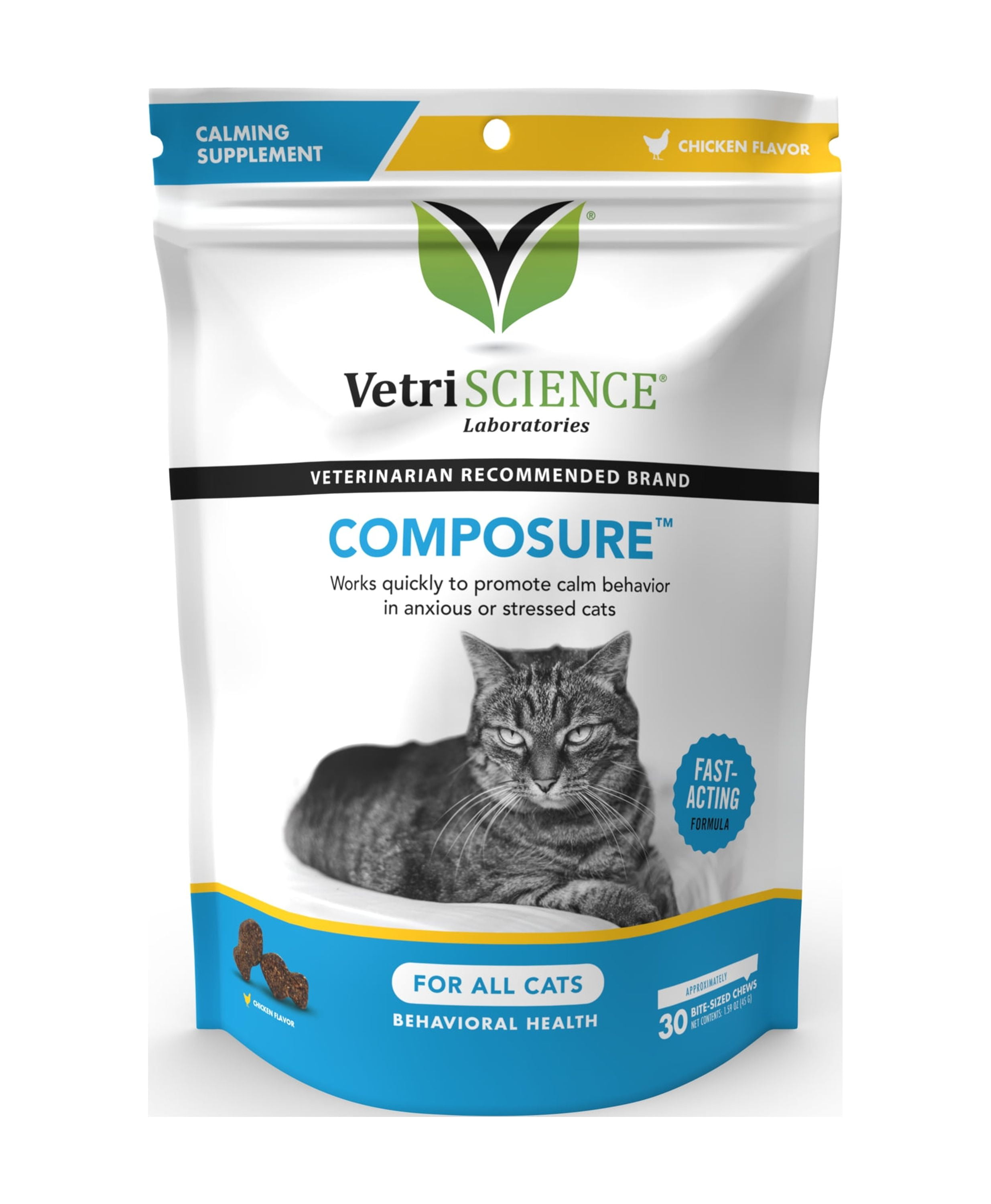 VetriScience Composure Anxiety Support Cats Chicken Flavor 30