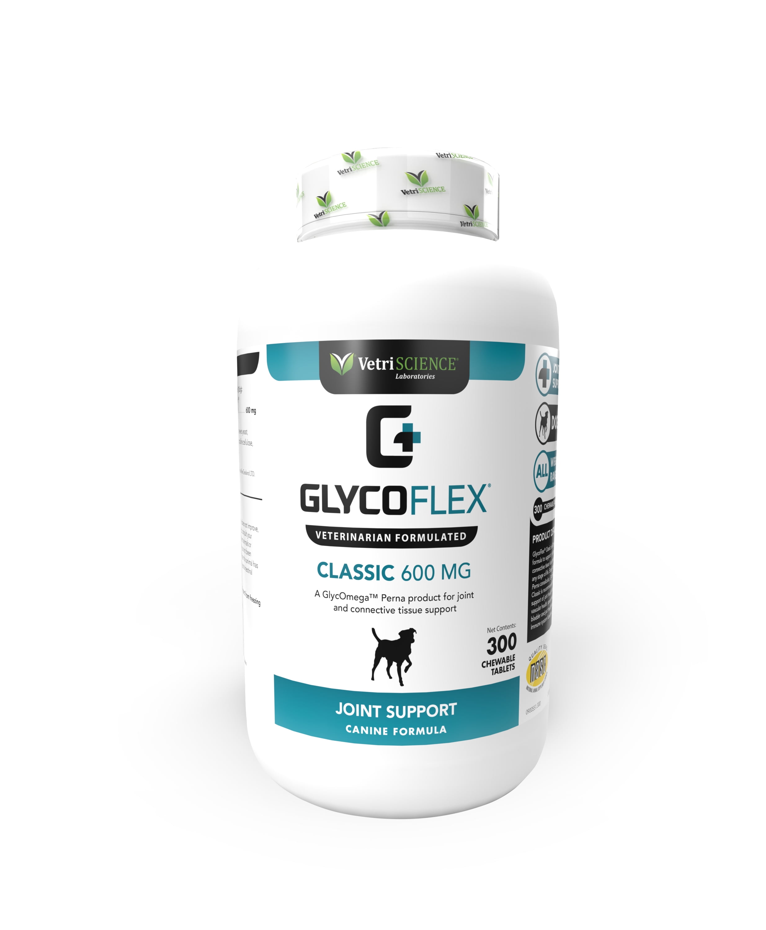 VetriScience GlycoFlex Classic Hip Joint Support Supplement for Dogs 600 mg 300 Capsules
