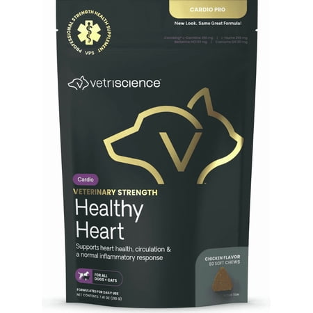 VetriScience Healthy Heart Cardio Pro Chicken Flavored Soft Chew Supplement for Dogs & Cats, 60 count