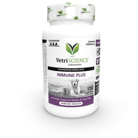 VetriScience Immune Support CoQ10 Supplement Capsules for Dogs 30 lbs and over, 120 Count Bottle