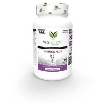 VetriScience Immune Plus Immunity Support for Small Dogs – Antioxidant Support Supplement for Dogs Under 30 Pounds, 60 Capsules