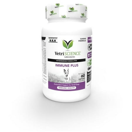 VetriScience Immune Plus Immunity Support for Small Dogs – Antioxidant Support Supplement for Dogs Under 30 Pounds, 60 Capsules