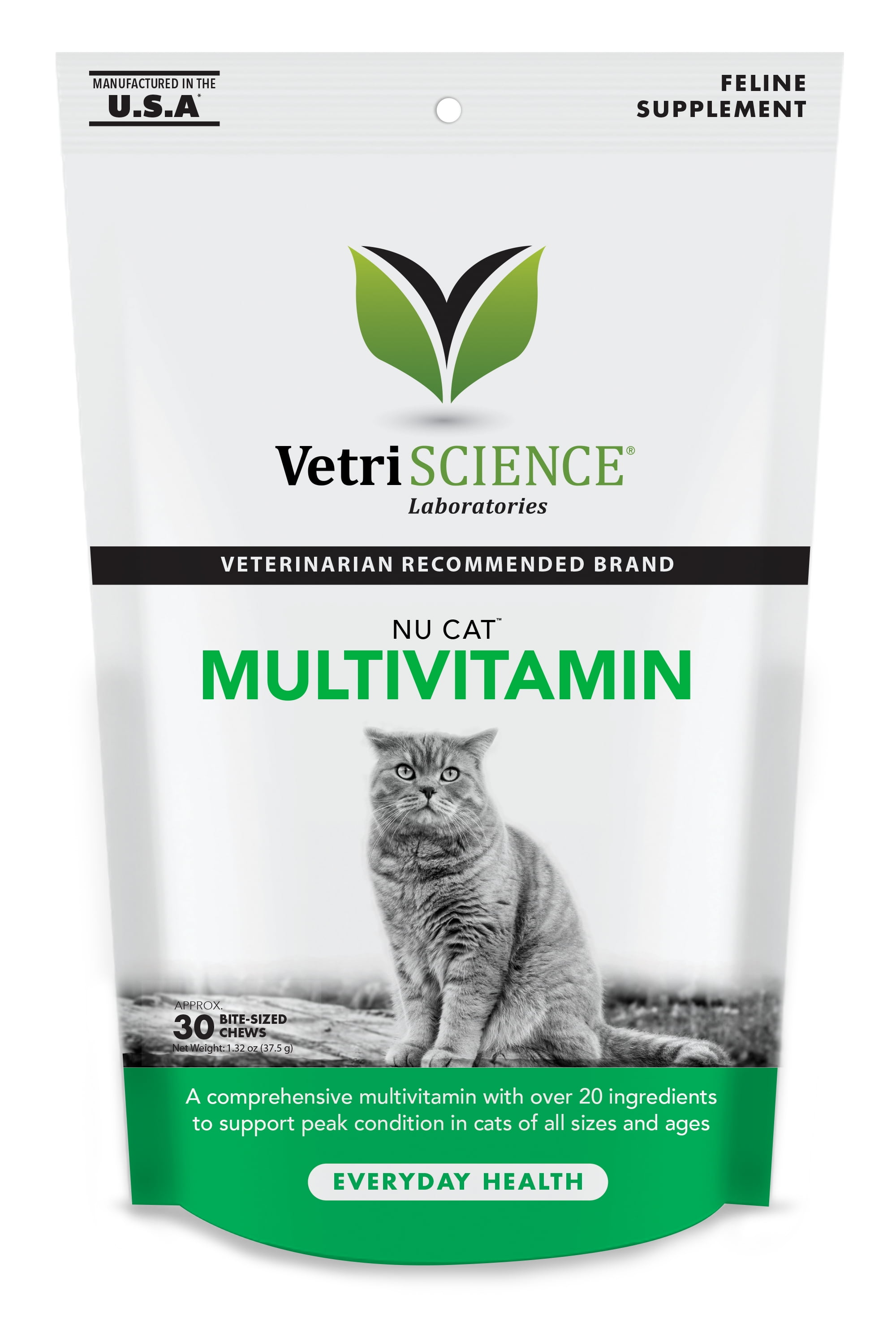 VetriScience NuCat Multivitamin Everyday Health Bite-Sized Cat Chews, fish flavor, 30 chews