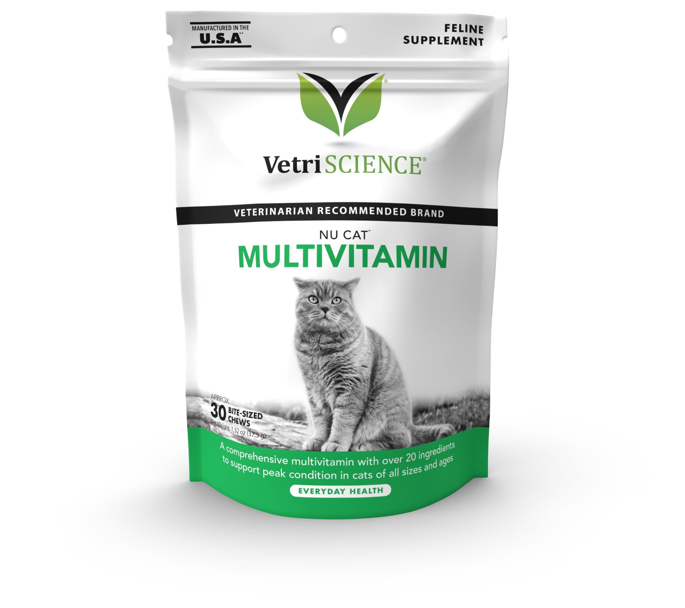 VetriScience NuCat Multivitamin Everyday Health Bite-Sized Cat Chews, fish flavor, 30 chews