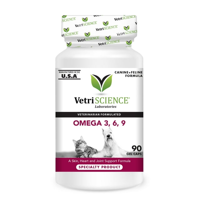 VetriScience Omega 3,6,9 Skin and Joint Health for Dogs & Cats, Fish