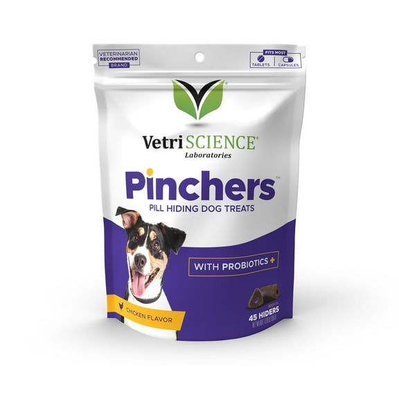 VetriScience Pinchers Chicken Flavor Pill Maskers Dog Treats with Probiotics, 4.76 oz Bag (2 Pack)