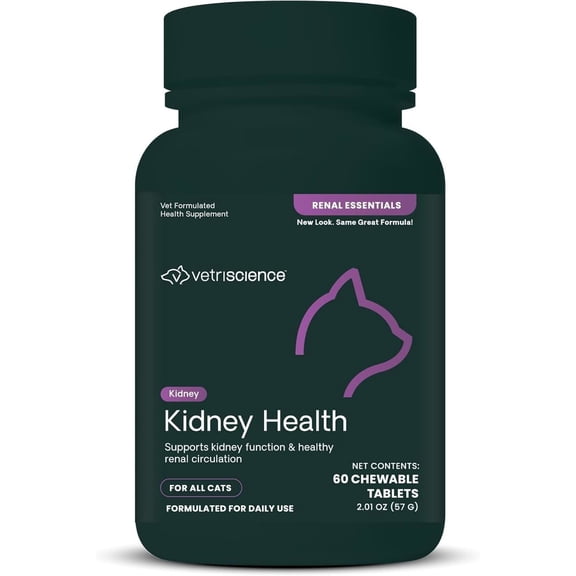 VetriScience Kidney Health Tablets for Cats, Chicken & Fish, 60 Count