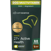 VetriScience Senior 27+ Active Health Chews for Dogs, Veggie, 60 Count