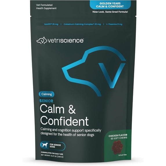 VetriScience Senior Calm & Confident Chews for Dogs, Chicken, 60 Count