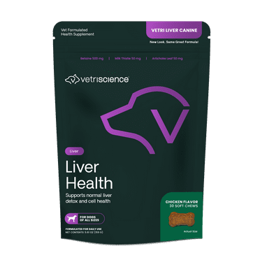 VetriScience Liver Support Soft Chews for Dogs, Chicken Flavor, 30 Count Bag