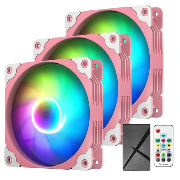 Vetroo 3 Pack 120mm ARGB & PWM Case Fans with Controller High Airflow Addressable RGB Motherboard Sync Computer PC Cooling Fans
