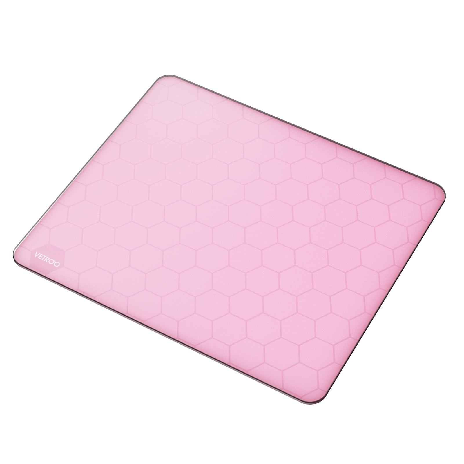 Vetroo GMP300 Tempered Glass Gaming Mouse Pad, Micro-Etched 3mm Tempered Glass with Silicone Anti-Slip Base, Multi-Layer Curing, Smooth Operation for Esport & Work - Pink