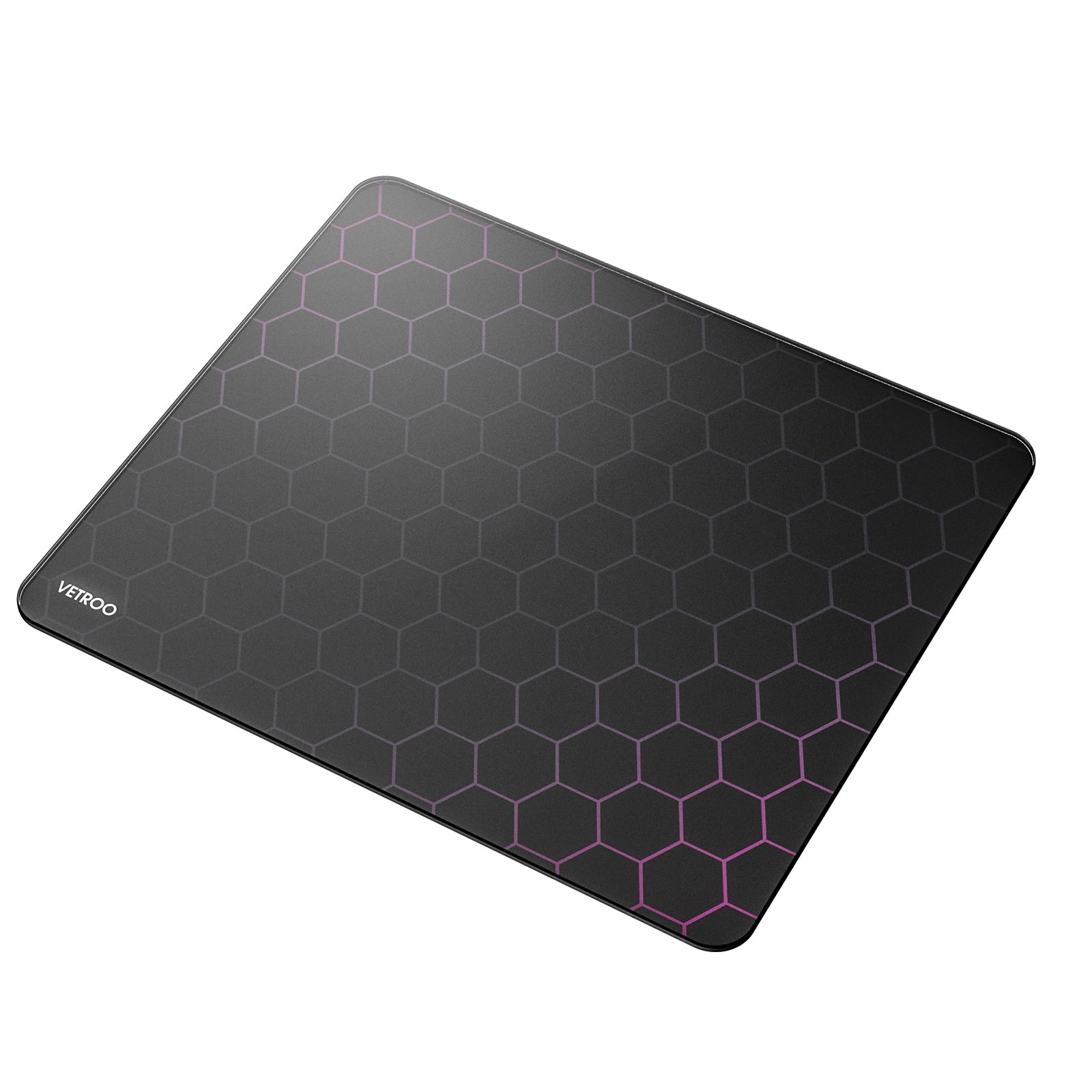 Vetroo GMP300 Tempered Glass Gaming Mouse Pad, Micro-Etched 3mm Tempered Glass with Silicone Anti-Slip Base, Multi-Layer Curing, Smooth Operation for Esport & Work - Black