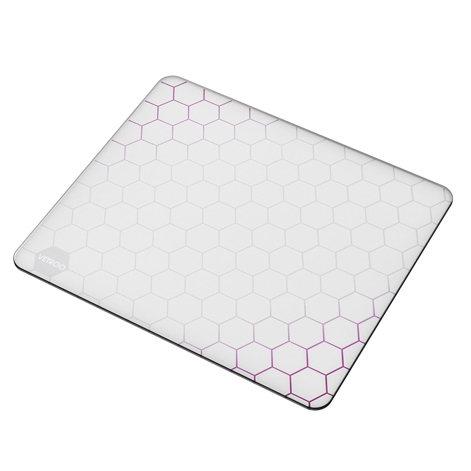 Vetroo GMP300 Tempered Glass Gaming Mouse Pad, Micro-Etched 3mm Tempered Glass with Silicone Anti-Slip Base, Multi-Layer Curing, Smooth Operation for Esport & Work - White