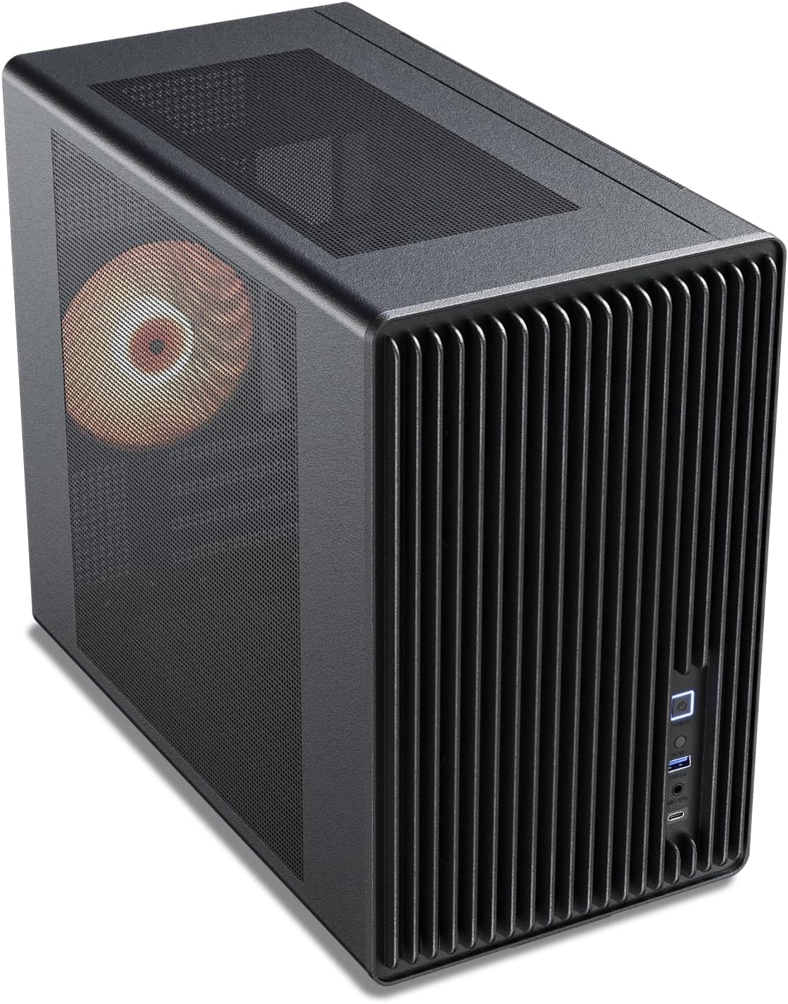 Vetroo M06 Micro-ATX/Mini-ITX Gaming PC Case, Compact High Airflow Mesh Mid Tower, Supports 5×120mm Fans & 240mm Liquid Cooling, GPU Up to 355mm, Adjustable PSU Mount, USB Type-C I/O - Black
