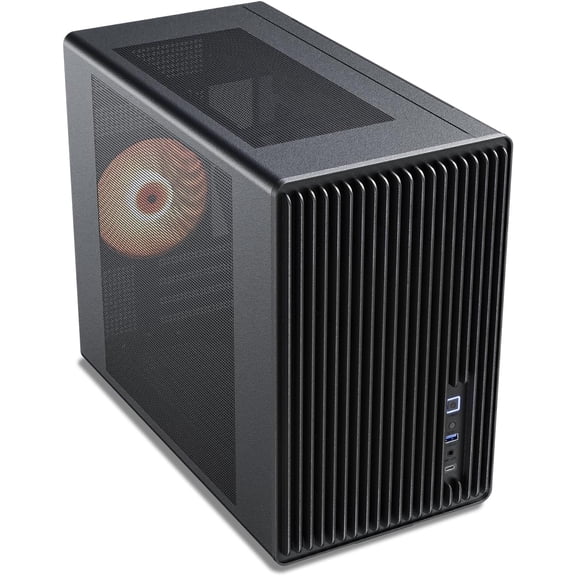 Vetroo M06 Micro-ATX/Mini-ITX Gaming PC Case, Compact High Airflow Mesh Mid Tower, Supports 5×120mm Fans & 240mm Liquid Cooling, GPU Up to 355mm, Adjustable PSU Mount, USB Type-C I/O - Black