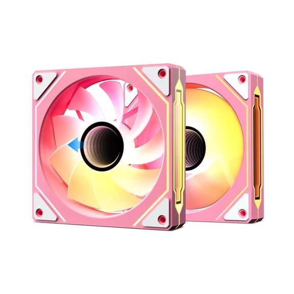 Vetroo Pink LR120 2-Pack Reverse Fan Blade Infinite Mirror PC Fan 120 mm ARGB Case Fan with ARGB & PWM Smart Control, FDB Bearing, Nine Blades Design & 8 Rubber Pads for Low-Noise Operation