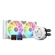 Vetroo R240 White 240mm Radiator Liquid CPU Cooler with Customized Pure Copper Base Pump Head Addressable RGB & FDB Fans & PWM Smart Control, Durable Braided Tube - AMD & Intel Socket - White