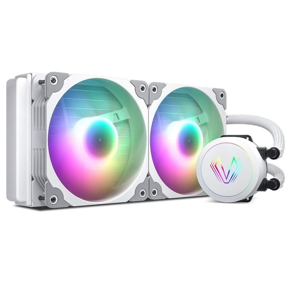 Vetroo V240 AIO CPU Liquid Cooler for Intel 1700 1200 1150 /AMD AM4 AM3 White Water Cooler 240mm Radiator Addressable RGB All-in-one White