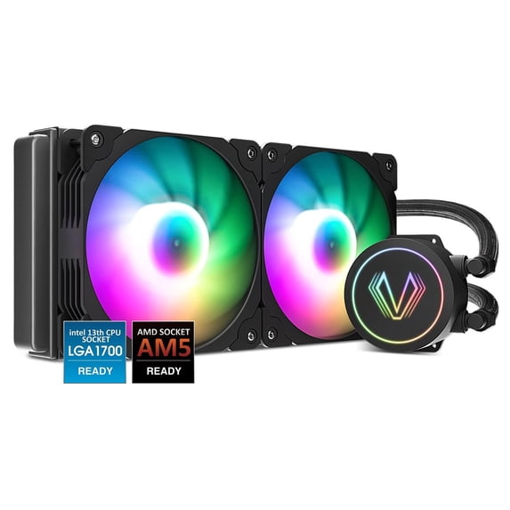 Vetroo V240 Liquid CPU Cooler for Gaming Console, 240mm Addressable RGB & PWM Pump & Fans 250W TDP AIO Water Cooler w/Controller Hub for Intel LGA 1700/1200/115X AMD AM5/AM4
