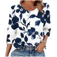 thumbnail image 1 of Vetsdori 3/4 Sleeve Tops for Junior Plus Size Pullover Trendy Button up Summer Tunic,Graphic Womans Blouses Crewneck, 1 of 7