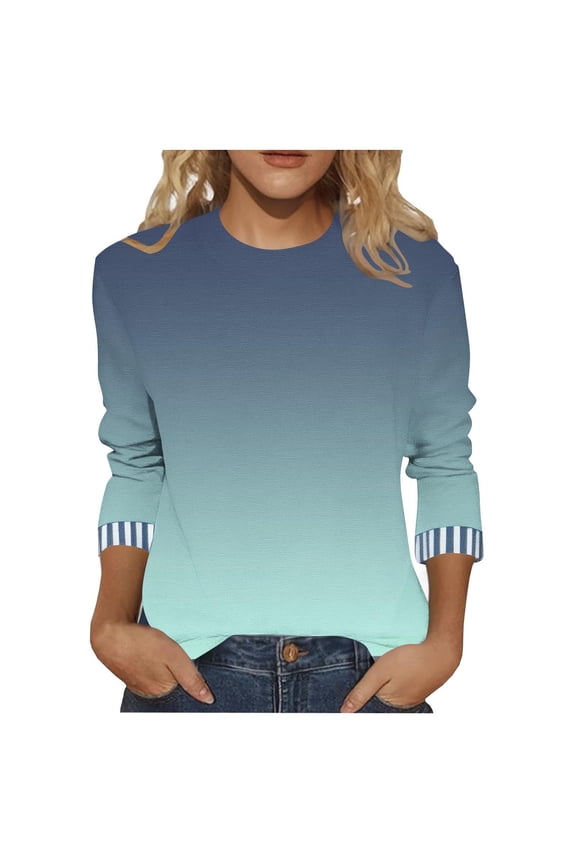 3/4 Sleeve Tops for Ladies Tunic Plus Size Pullover Trendy,Dressy Round Neck Lightweight Juniors T-shirts Summer