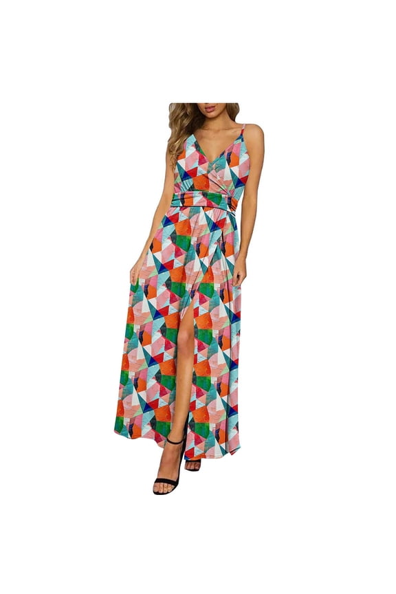 Beach Maxi Dresses for Women Sundress Slip Dress Casual Solid Color Summer Sleeveless,Lightweight Tank Juniors Dress V-Neck