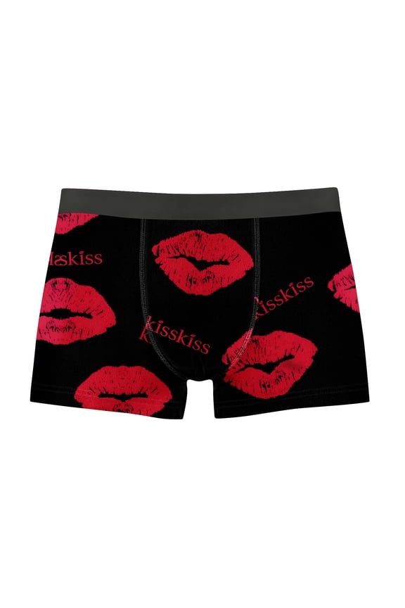 Boxers Underwear for Men Heart Print Casual Cozy Valentines Soft Trunks Trendy Gift for Men Mens Boxer Briefs Elastic Waist