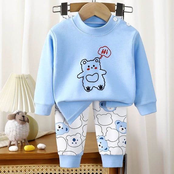 Vetsdori Boys Sports Outfits Sets Winter Cotton 2 Pieces Cute Casual Graphic, Elastic Waist Crew Neck Homewear for Kids Long Sleeve Tops and Joggers, Multicolor, Size: 7-8 Years
