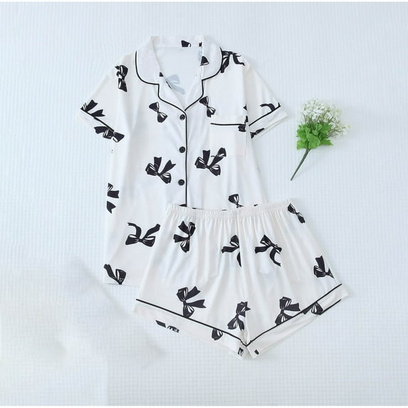 Vetsdori Button up Pajamas Sets for Women Shorts & Top Soft Homewear Lightweight Pockets Sleepwear Casual Collared Womens Pajamas Pj Sets