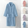 thumbnail image 1 of Vetsdori Button up Robes for Women Long Length Nightgowns Homewear Texture Warm House Ladies Bathrobe Long Sleeve, 1 of 9