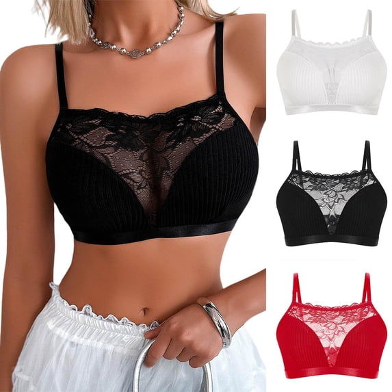 Vetsdori Camisole Tank Tops for Women Crop Lace Shirts Sleeveless Short,Pullover Undershirts White Summer Casual Womens Tops Round Neck