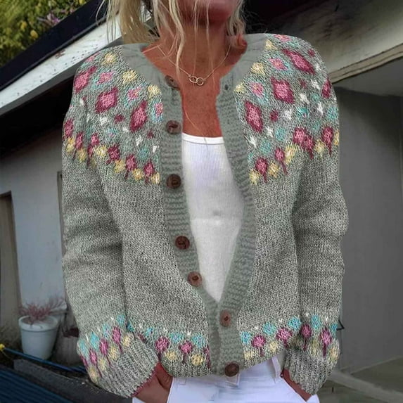 Vetsdori Cardigans Sweaters for Women Plus Size Warm Button Long Sleeve Knitted Jackets Winter Womens Sweaters
