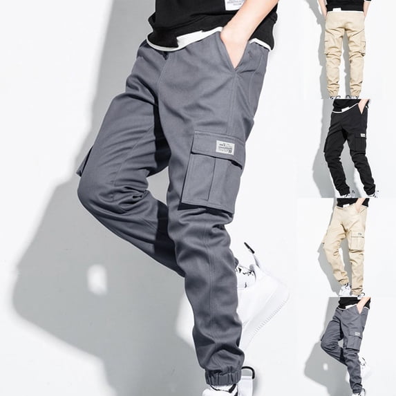 Vetsdori Cargo Pants for Men Outdoor Fashion Pockets Gifts for Men Pantalones Travel Elastic Waist Casual Mens Trousers Straight Leg
