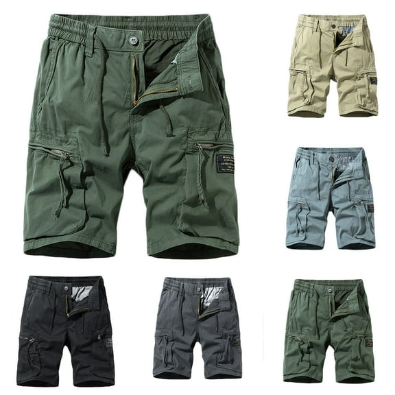 Vetsdori Cargo Shorts for Men 100% Cotton Pull-On Pockets Summer 100% Cotton Casual,Relaxed Fit Elastic Waist Mens Shorts