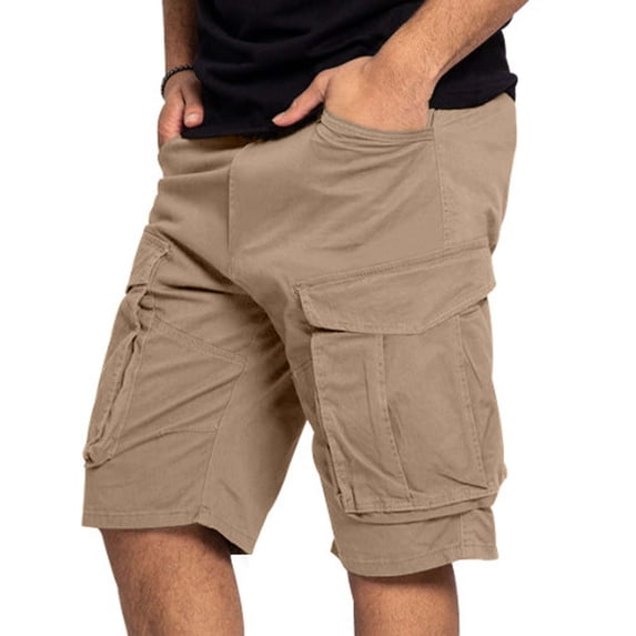Vetsdori Cargo Shorts for Men Athletic Summer Short Pants Khaki Elastic Waist Relaxed Fit Pockets,Fashion Workout Mens Shorts