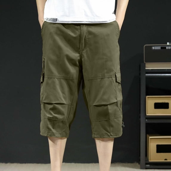 Vetsdori Mens Workout Shorts Cargo Cotton Pull-On Pockets Big and Tall,Below the Knee Summer Relaxed Fit Fashion Shorts for Men Athletic