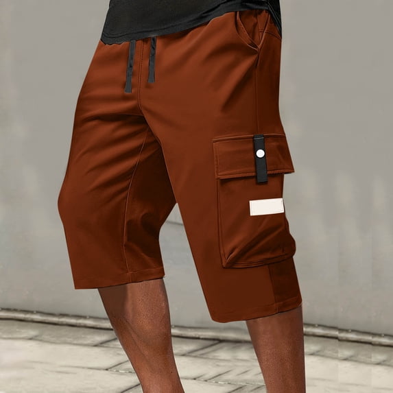 Vetsdori Elastic Waist Shorts for Men Summer Cargo Pull-On Relaxed Fit Casual Workout Pockets,Athletic Below the Knee Mens Shorts