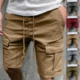 thumbnail image 1 of Vetsdori Elastic Waist Shorts for Men Cargo Summer Pull-On Cotton Linen Relaxed Fit,Casual Athletic Khaki Mens Shorts Ropa, 1 of 7
