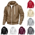 thumbnail image 1 of Vetsdori Drawstring Sweatshirts for Men Outdoor Winter Zipper Long Sleeve Trendy Comfy Casual Solid Color Mens Hoodie Hooded, 1 of 7