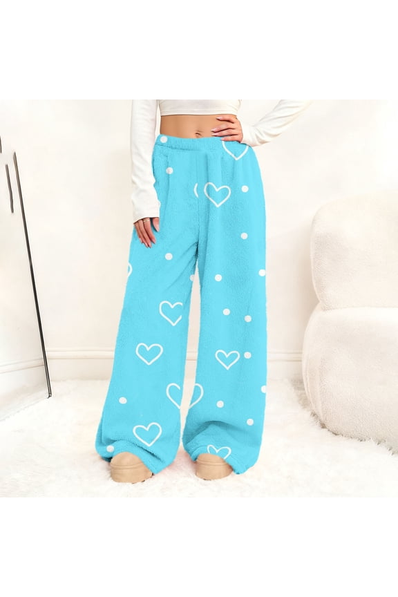 Flannel Pajamas Pants for Women Sleep Pants Holiday Pj Bottoms Pockets Wide Leg Sleepwear Holiday Womens Lounge Pants Soft
