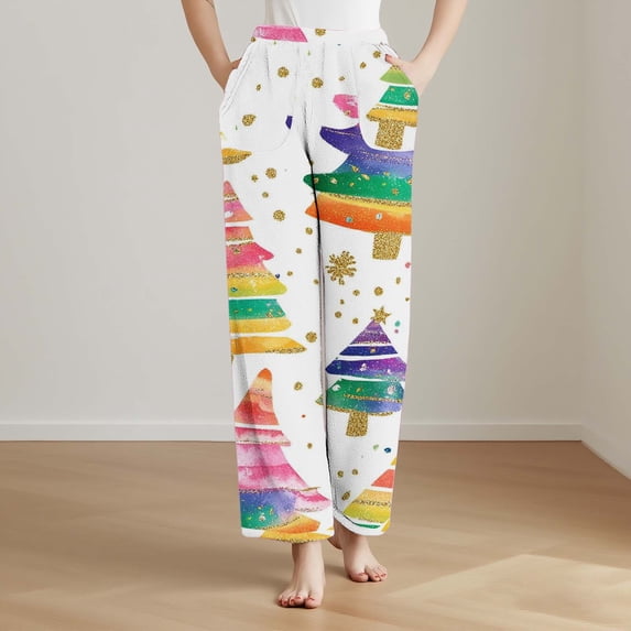 Vetsdori Flannel Pajamas Pants for Women Sleep Pants Holiday Pj Bottoms Printed,Wide Leg PJS Womens Lounge Pants Trendy