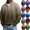 thumbnail image 1 of Vetsdori Gradient T-Shirts for Men Winter Waffle Long Sleeve Pullover Button Up Outdoor Graphic Casual Travel Mens Shirts Collar, 1 of 3