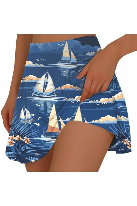 Hawaiian Skorts for Women Casual Summer Shorts Tennis Graphic,Yoga Womens Skirts Workout